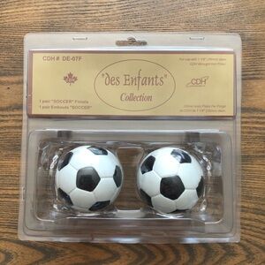 🎄 CDH soccer  finials 2 in package white/black NIB